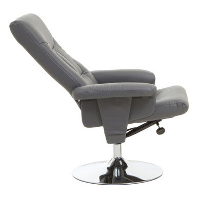 Grey Leather Effect Recliner Chair