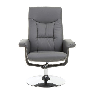 Grey Leather Effect Recliner Chair