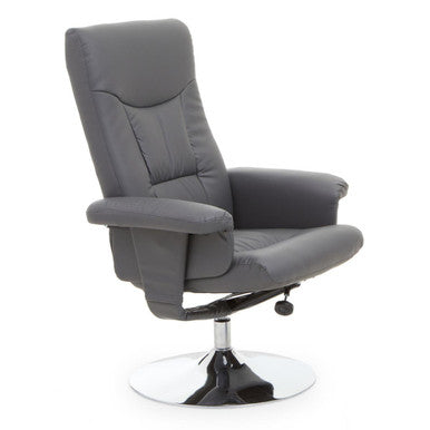 Grey Leather Effect Recliner Chair