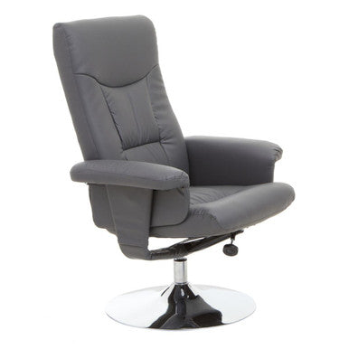 Grey Leather Effect Recliner Chair