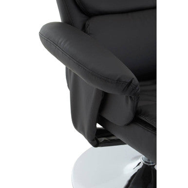 Black Leather Effect Recliner Chair with Footstool