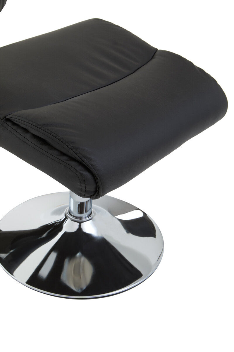 Black Leather Effect Recliner Chair with Footstool