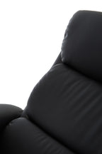 Black Leather Effect Recliner Chair with Footstool
