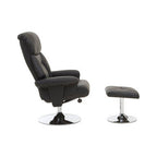 Black Leather Effect Reclining Chair and Footstool