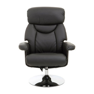 Black Leather Effect Reclining Chair and Footstool