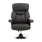 Black Leather Effect Reclining Chair and Footstool