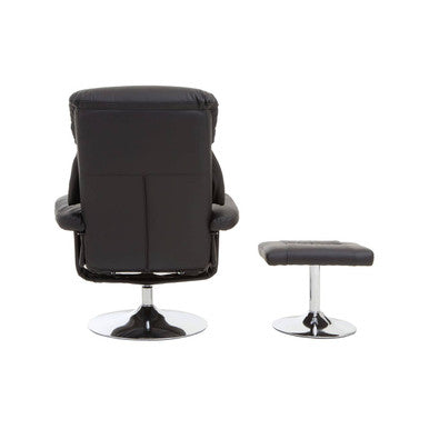 Black Leather Effect Reclining Chair and Footstool