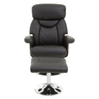 Black Leather Effect Reclining Chair and Footstool