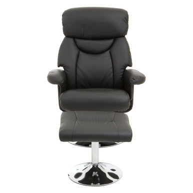 Black Leather Effect Reclining Chair and Footstool