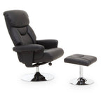 Black Leather Effect Reclining Chair and Footstool