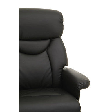 Black Leather Effect Reclining Chair and Footstool