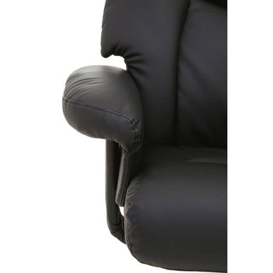 Black Leather Effect Reclining Chair and Footstool