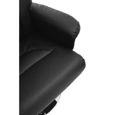 Black Leather Effect Reclining Chair and Footstool