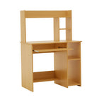 Natural Wooden Home Office Desk with Shelves