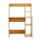 Natural Wooden Home Office Desk with Shelves