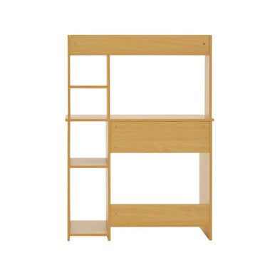 Natural Wooden Home Office Desk with Shelves