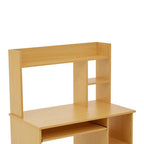 Natural Wooden Home Office Desk with Shelves