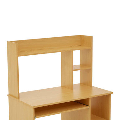 Natural Wooden Home Office Desk with Shelves
