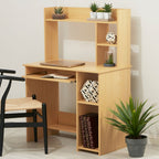 Natural Wooden Home Office Desk with Shelves