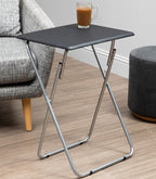 Black Folding Table with Silver Finish Legs