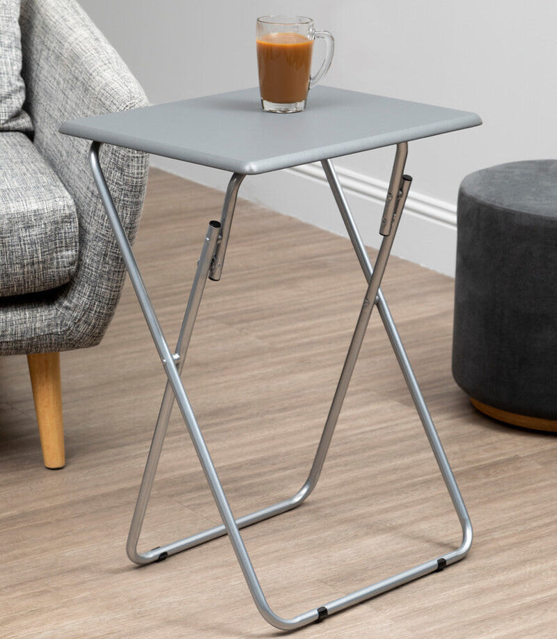 Grey Folding Table with Silver Finish Legs