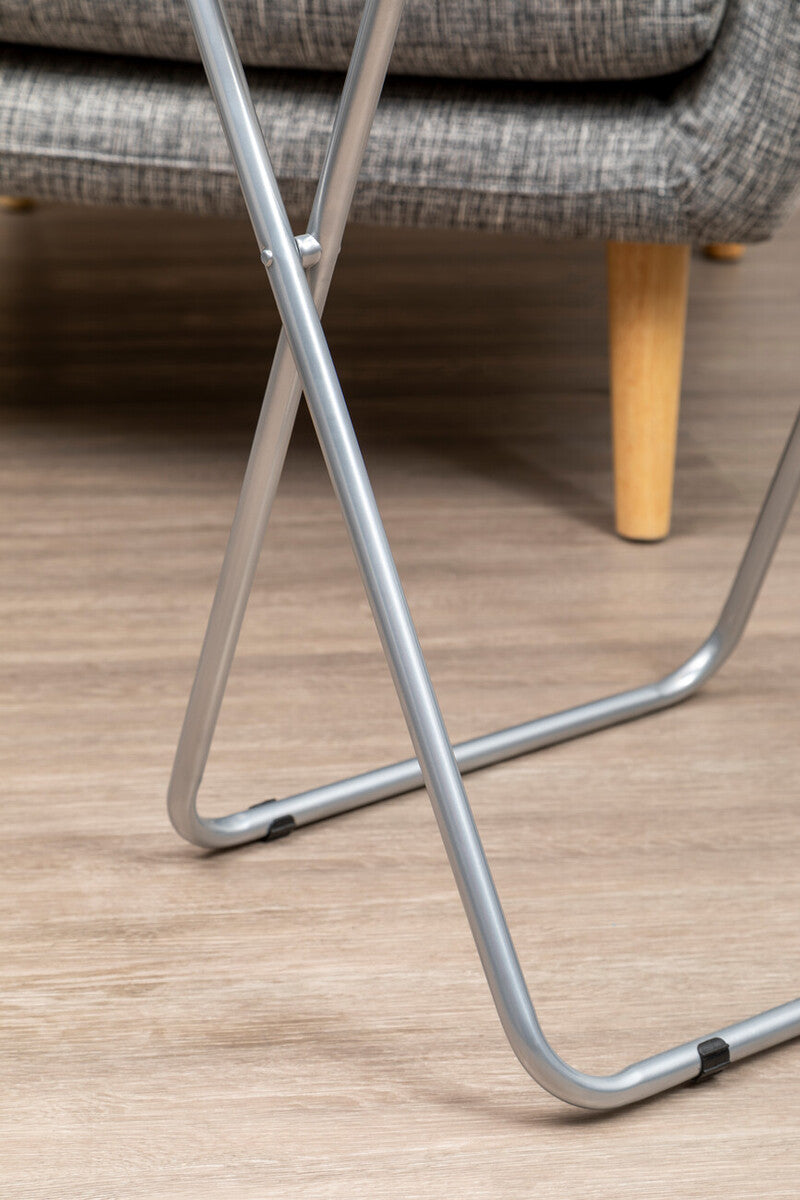 Grey Folding Table with Silver Finish Legs