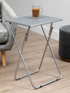Grey Folding Table with Silver Finish Legs