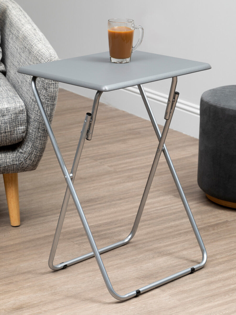 Grey Folding Table with Silver Finish Legs