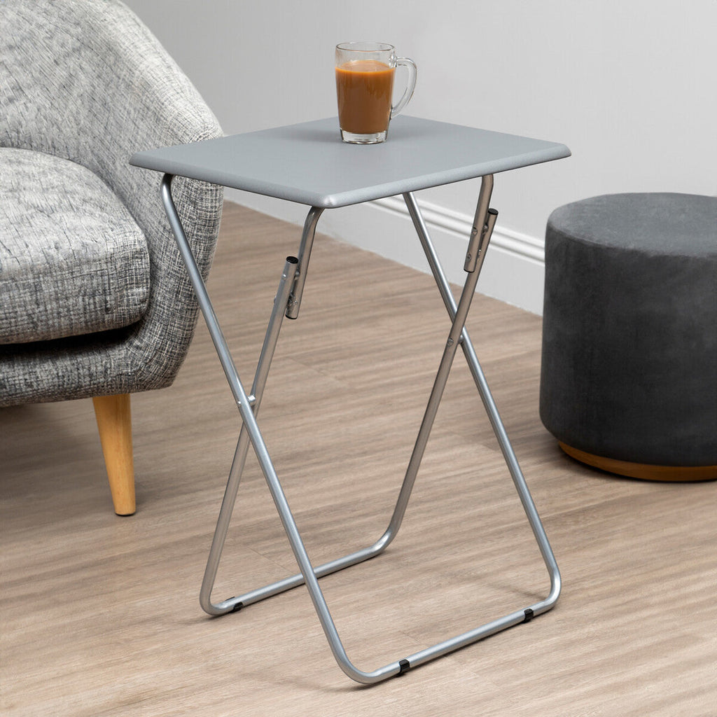 Grey Folding Table with Silver Finish Legs