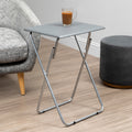 Grey Folding Table with Silver Finish Legs