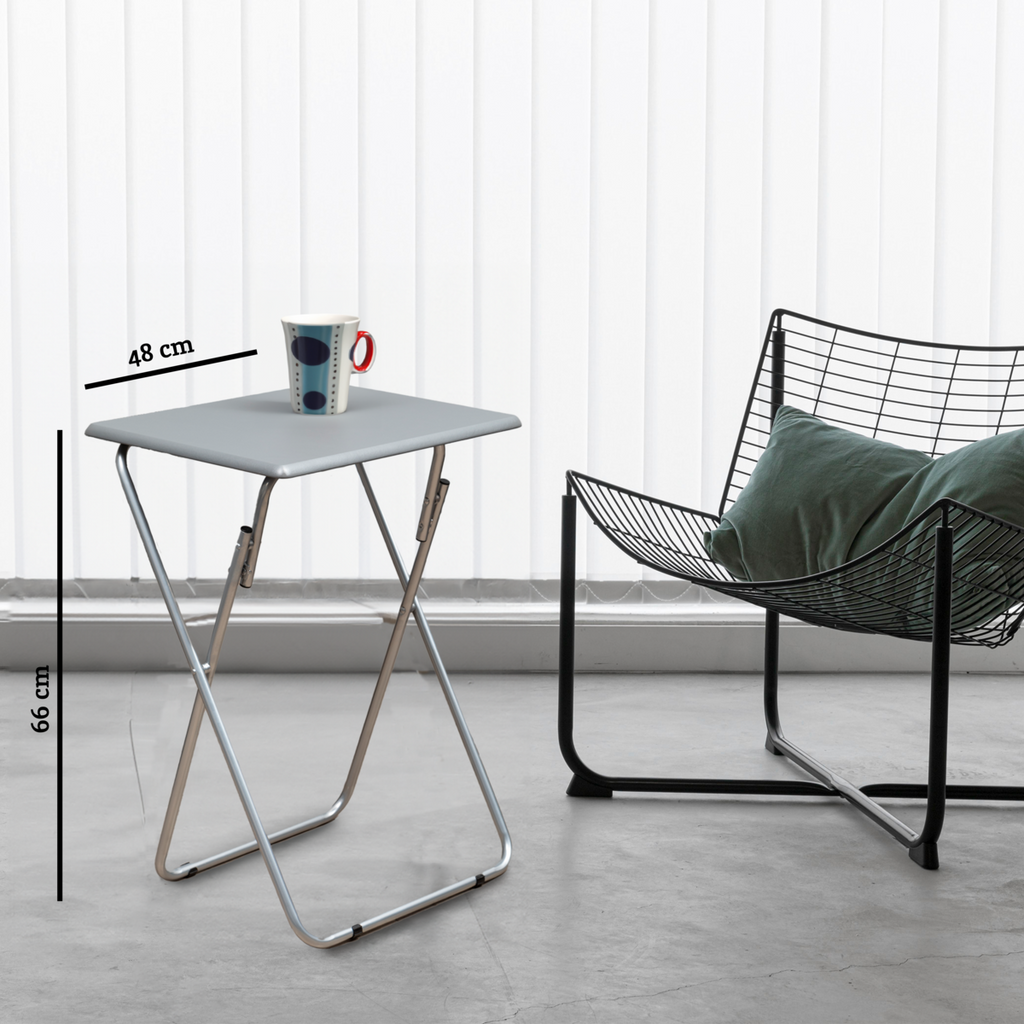 Grey Folding Table with Silver Finish Legs