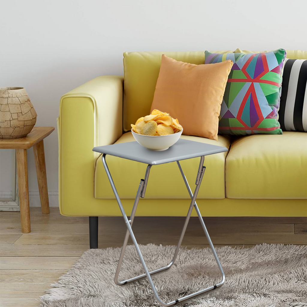 Grey Folding Table with Silver Finish Legs