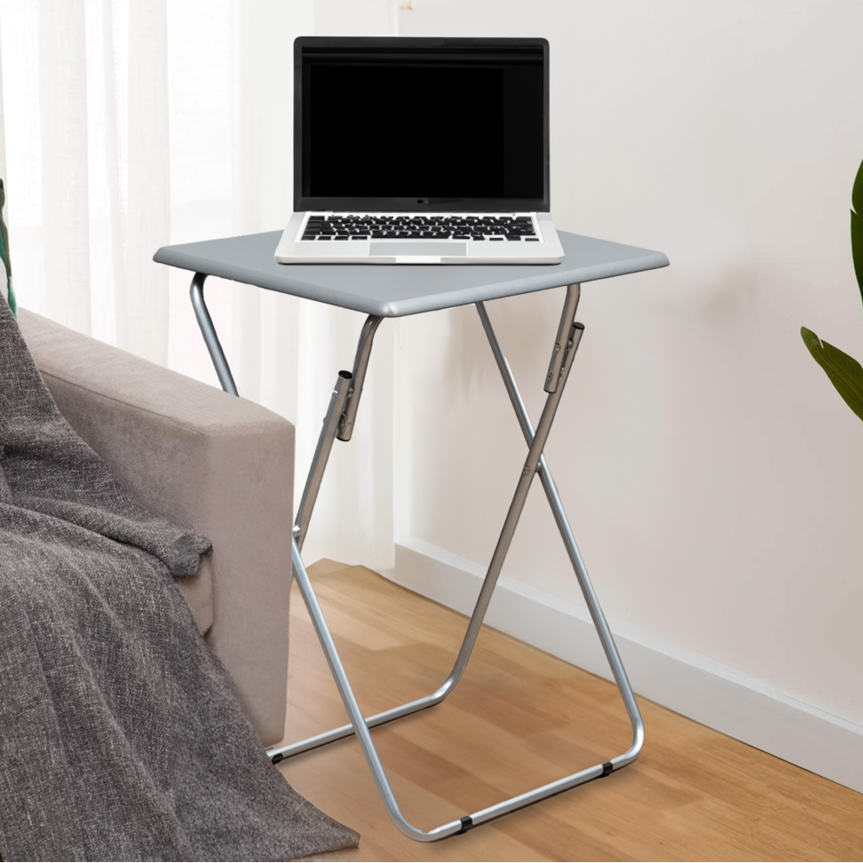 Grey Folding Table with Silver Finish Legs