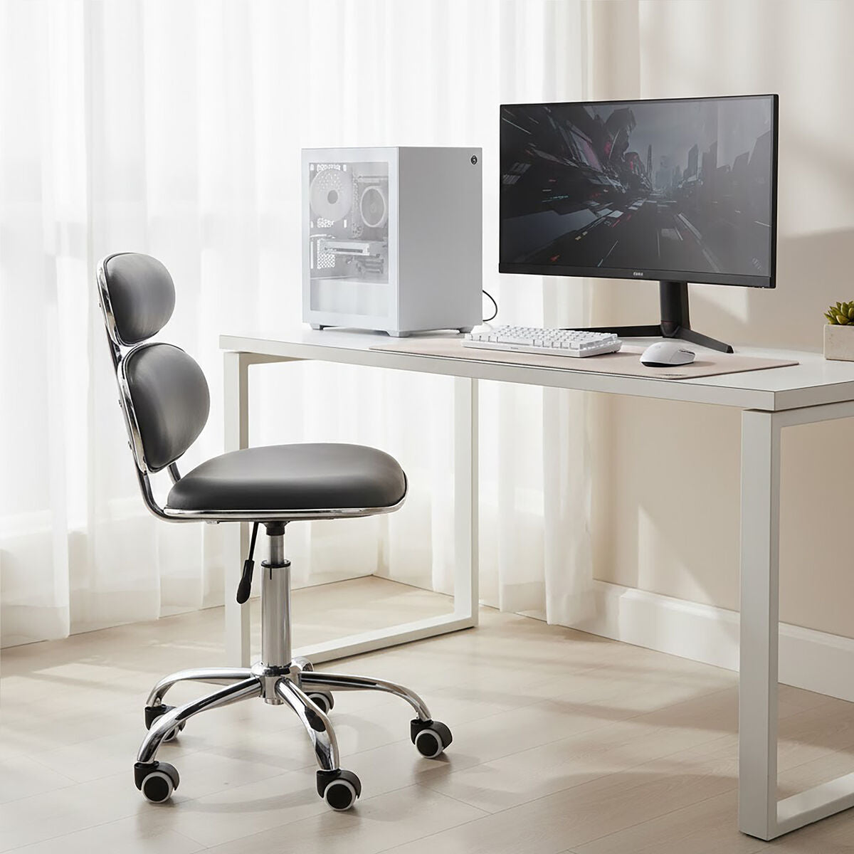Grey Pu Home Office Chair