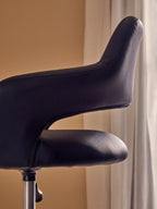 Black Home Office Chair with Curved Back