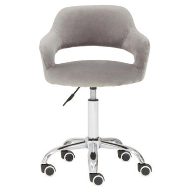Grey Velvet Home Office Chair with Curved Back