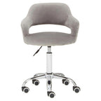 Grey Velvet Home Office Chair with Curved Back