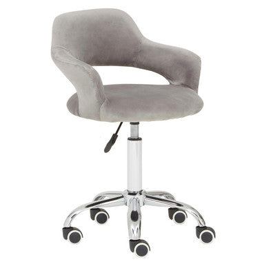 Grey Velvet Home Office Chair with Curved Back