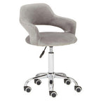 Grey Velvet Home Office Chair with Curved Back