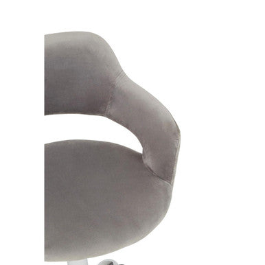 Grey Velvet Home Office Chair with Curved Back