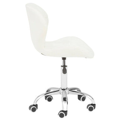 White Velvet Quilted Home Office Chair