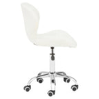 White Velvet Quilted Home Office Chair