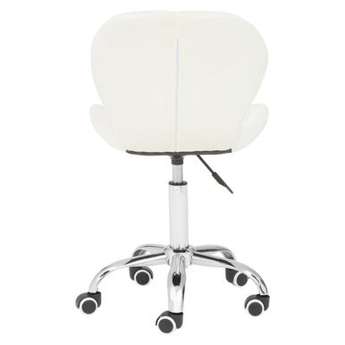 White Velvet Quilted Home Office Chair