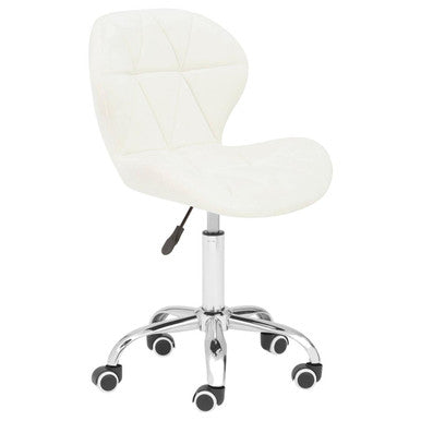 White Velvet Quilted Home Office Chair