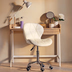 White Velvet Quilted Home Office Chair