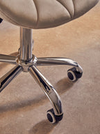 White Velvet Quilted Home Office Chair