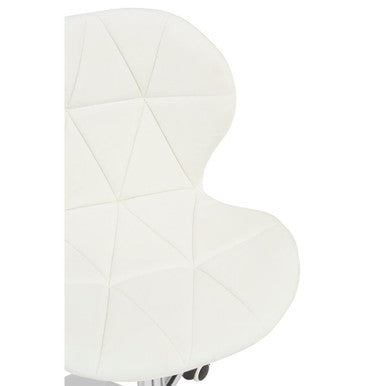 White Velvet Quilted Home Office Chair