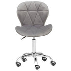 Grey Velvet Quilted Home Office Chair