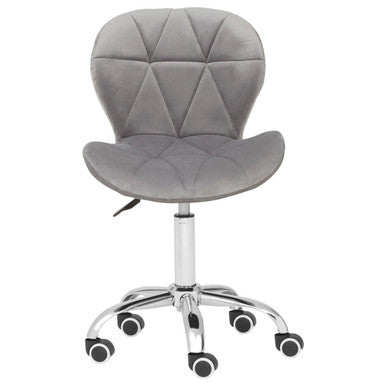 Grey Velvet Quilted Home Office Chair