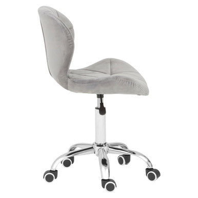 Grey Velvet Quilted Home Office Chair